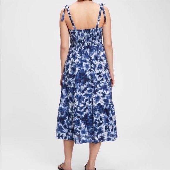 GAP Blue and White Tie-Dye Maxi Dress with Tie Straps Size 10 - Picture 2 of 8